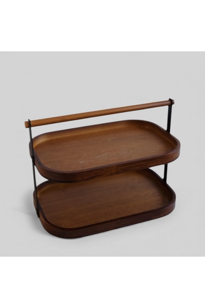 ELZEY HOME Two-Tier Acacia Countertop Organizer Stand