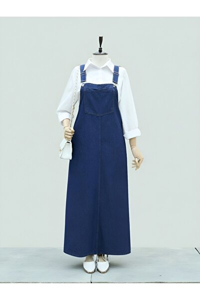 HİJABAYA Τζιν σαλοπέτ με λουράκια και λεπτομέρειες στην τσέπη