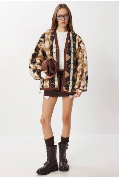 asur boutique Jachetă cu model etnic pentru femei Asur Butik, mărime standard supradimensionat 38-42