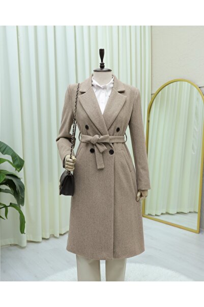 HİJABAYA Однобортний пальто з кишенями, поясом і підкладкою