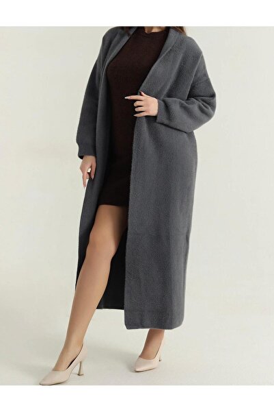 OYERGA MODA Women's Shawl Collar Plain Weave Long Knit Cardigan