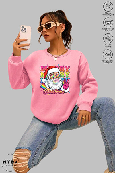 Nyda Collections Φούτερ Unisex με μακρυμάνικο Χριστουγεννιάτικο με τύπωμα με ...