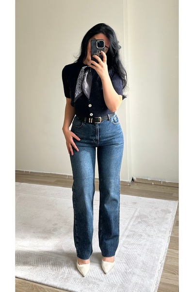 YELZEY BUTİK Premıum Classic Yüksek Bel Jean