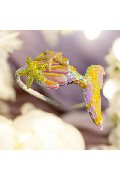 The Cloudish Shop Tiara de păr pentru copii sirenă stea de mare paiete