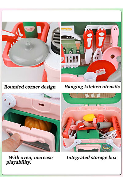 Generic Kids Kitchen Playset 30PCS Pretend Play Set with Real Spray Simulated Kitchen Role Play for Toddler