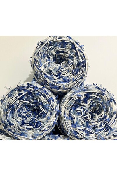 İPEK YÜN İPLİK DÜNYASI Wool Acrylic Knitting Yarn 2 Ply (Off White) Charcoal (Blue Shades) Mix 100Gr