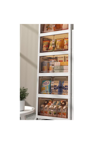 NKX 5 Layers Multi-Functional Foldable Storage Cabinet with Doors and Wheels (170L)