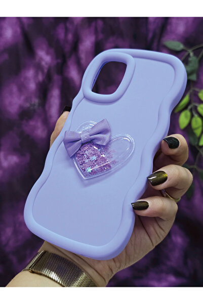 Magic Ring Huawei P40 Lite Compatible Star Glitter Lilac Phone Case with Heart and Ribbon