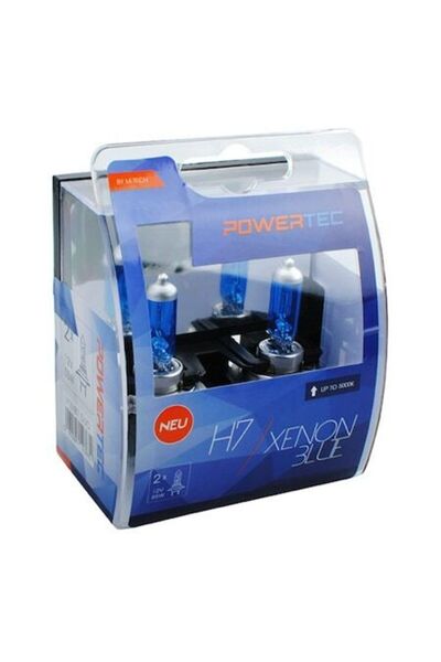 POWERTEC Set de 2 becuri halogene H7 albastre xenon – 55W 12V