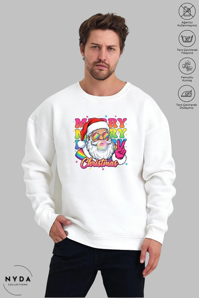 Nyda Collections Φούτερ Unisex με μακρυμάνικο Χριστουγεννιάτικο με τύπωμα με ...