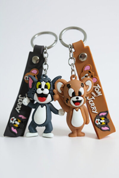 KANİNCHEN Tom and Jerry 3D Silicone Couple Keychain Lover Gift Keyring Bag Accessory 2Pcs