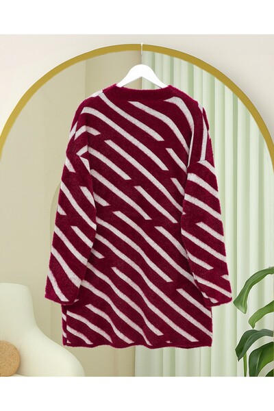 HİJABAYA Casual Knit Sweater with Side Stripes and Beard Detail