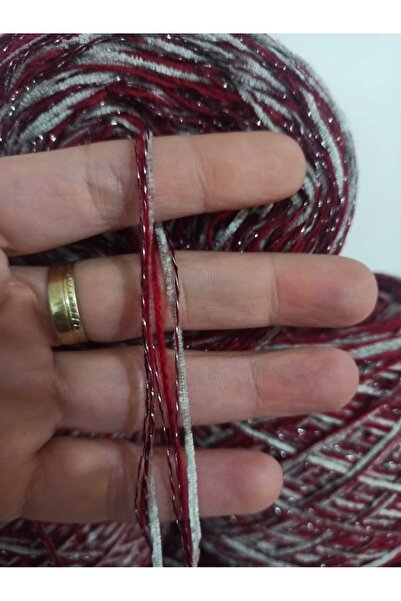 İPEK YÜN İPLİK DÜNYASI Angora Knitting Yarn (Burgundy) Fine Velvet (Grey) Linen Glitter (Silver over Burgundy) Blend 100Gr