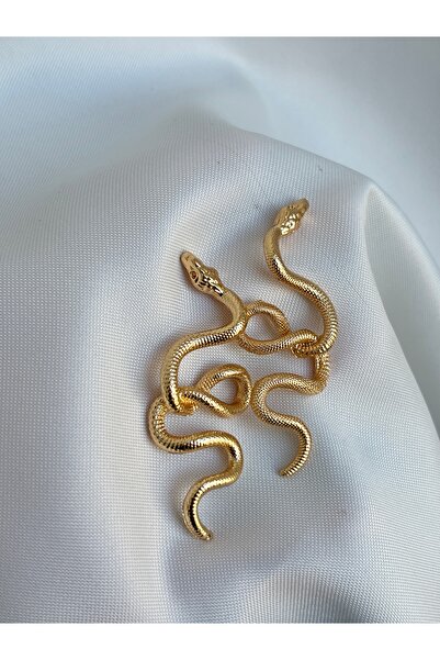 lotusbybuket VIP Özel tasarım kabartmalı yılan gold büyük küpe