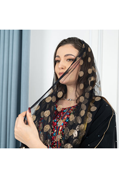 GENERAL'S حجاب من التول بنسبة 20% مع تطريز ذهبي كثيف منتشر