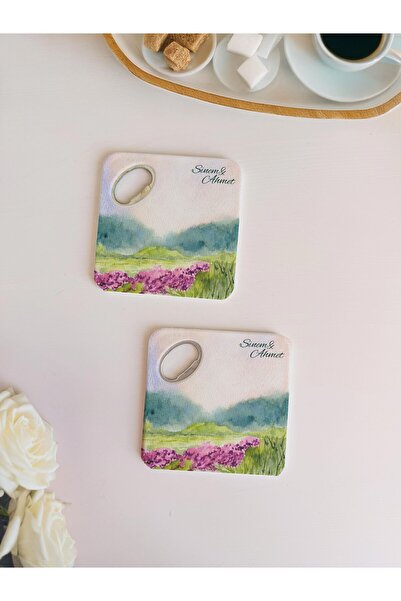 arslart lavanta manzara tasarımlı kişiye özel magnet açacak & bardak altlığı,...