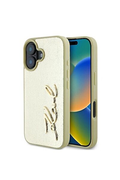 Karl Lagerfeld Carcasă inteligentă pentru iPhone 16, stil avansat P2544, auri...