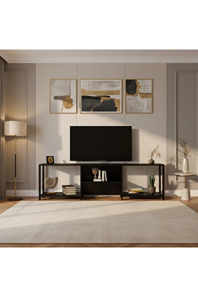 Stylish Home Modern wooden TV stand in black _mztv01