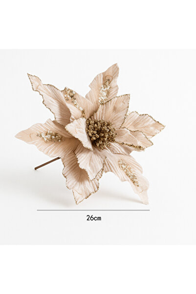 OEM Premium velvet Christmas flower, handmade in champagne color – tree ornament 26X20