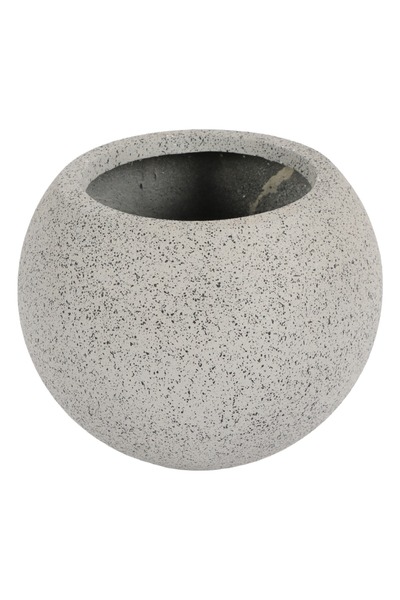 Yapay Çiçek Sitesi Yuvarlak Küre Gri Fiber Saksı Çap 40 cm