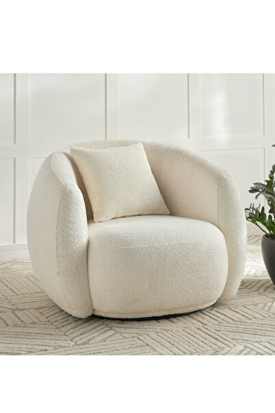 Levona كرسي من البوكليه وأرجل خشب سويدي 99x104x75 سم - بيج