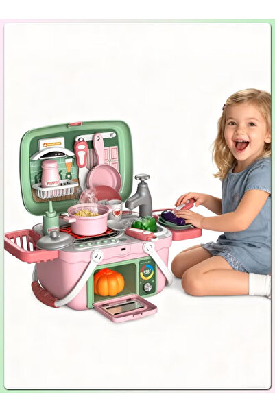 Generic Kids Kitchen Playset 30PCS Pretend Play Set with Real Spray Simulated Kitchen Role Play for Toddler