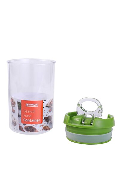 Lawazim Sealed Food Container 7x12.5cm Green - BPA Free Leak Proof Round Box