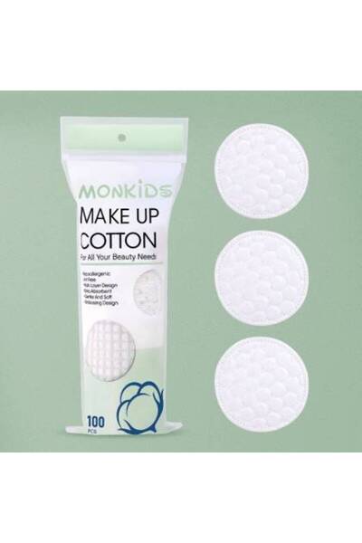 MondSub وسادات قطنية مستديرة للوجه من مونكيدز، 100 قطعة، بنقشة لؤلؤية ثلاثية ...