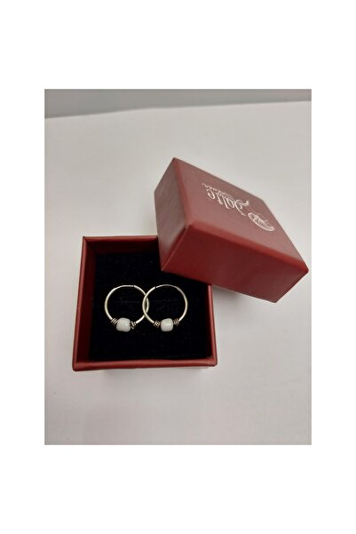 Jolie Silver 925 Silver Creole Earrings 12 mm with White Stone, Jolie Silver,...