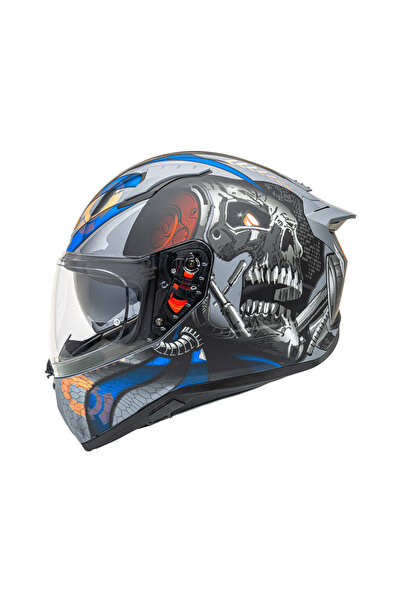 Nukrotech Nukro B-506 VORTEX Grey-Orange Kapalı Kask