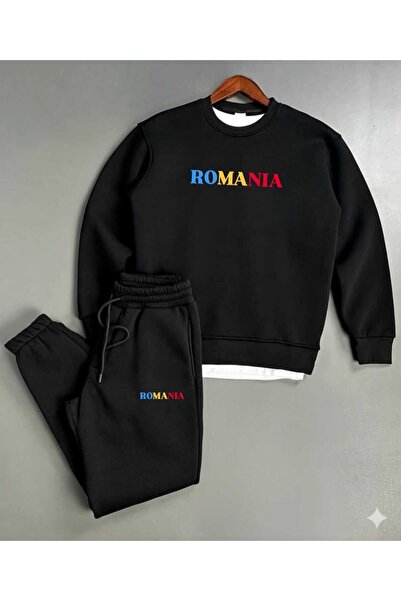 woonkey Unisex Premium Oversized Crew Neck Tracksuit Romania Printed Trend