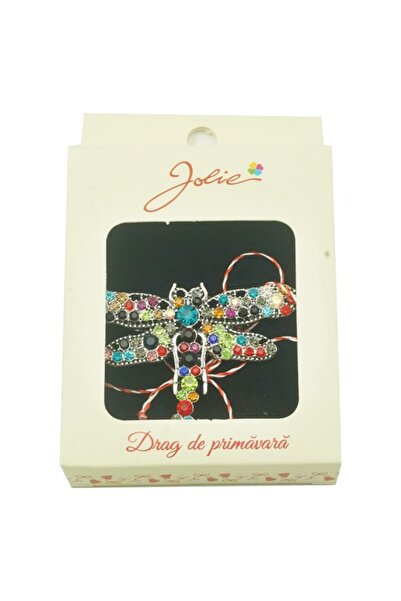 Flippy Jolie Multicolored Brooch, Dragonfly Pattern, Stones