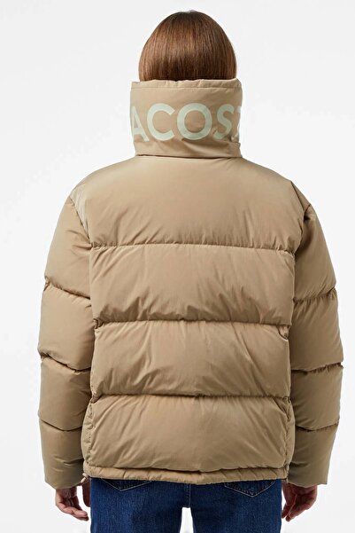 Lacoste Down Fill Jacket Goose down Filling Mock Neck Light Brown Women's Coat