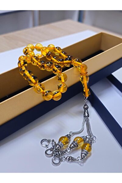 AURA سبحة صلاة من العنبر المسحوق على شكل حفريات نمل مقطوعة كروية