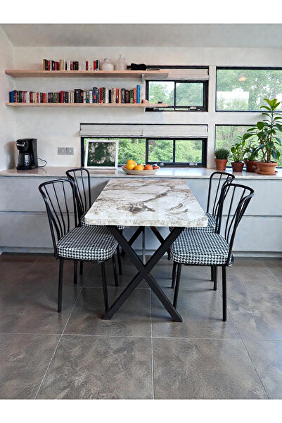 NESU EV 70 x 110 Masa Güneş Sandalye Takımı, 4 Kişilik Mutfak Masa Takımı Bey...