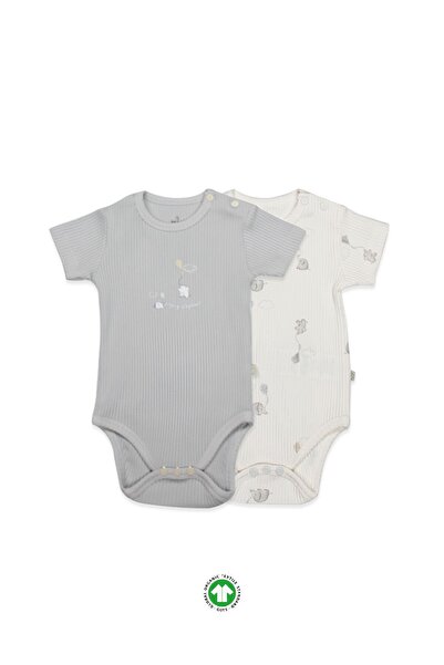 Budi Bistyle Flying Elephant Half Sleeve 2-Piece Bodysuit 17116 Ecru Gray