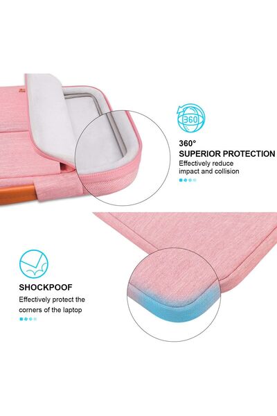 Lacdo 360° Protective Laptop Sleeve Case for 13-inch MacBook & iPad, Peach