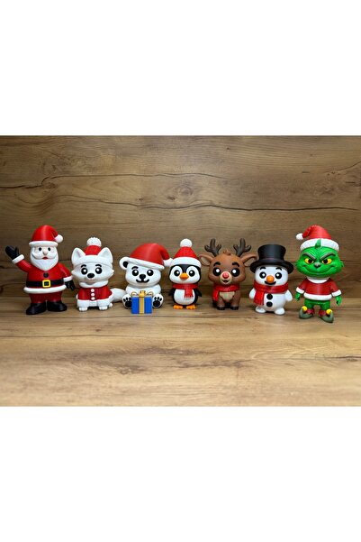 axelon 7 Adet Yılbaşı Hediyelik Figür Seti Noel Christmas