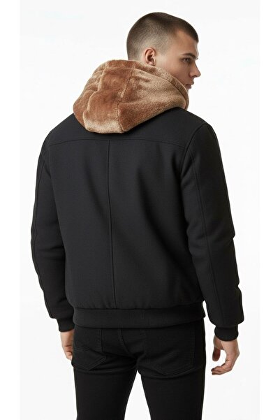 Plus Scorpion oversized Ανδρικό παλτό από γούνα διπλής όψης – με κουκούλα , Χειμερινό και ζεστό