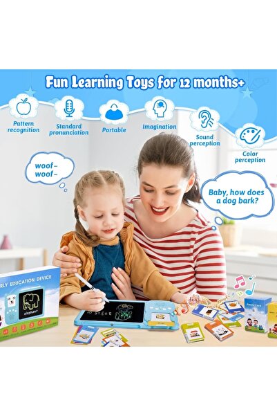 Stone Interactive LCD Writing & Drawing Educational Tablet for Kids with Card Reader (112 Cards, 224 Words