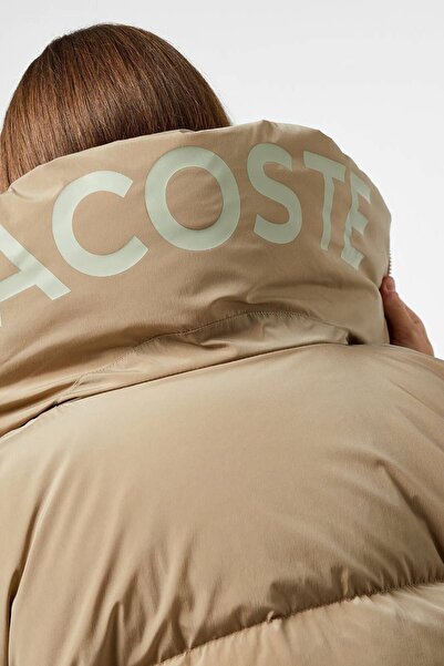 Lacoste Down Fill Jacket Goose down Filling Mock Neck Light Brown Women's Coat