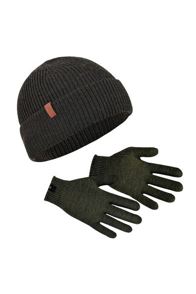 NORFOLK Winter Set 70% Merino Wool Thermal Beanie and Gloves 2-Piece Winter Set