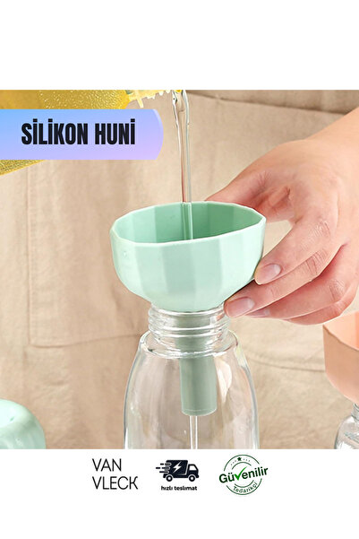 VAN VLECK Mini Silikon Gıda Hunisi – Süzgeçli Küçük Mutfak Hunisi, Sıvı & Kuru Gıda Aktarıcı