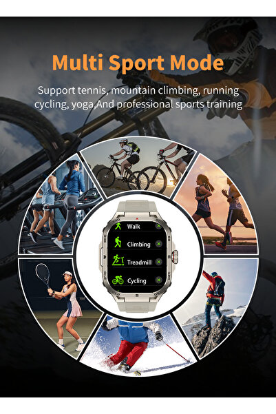 Generic Military Style GW20 Smartwatch with Fitness Tracking, Full Touch Screen & Extra Straps