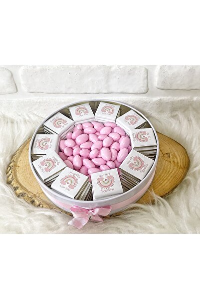 Sweet Story 100 Adet+200 Gr Drajeli Pembe Gökkuşağı Konsept İsme Özel Hoşgeld...