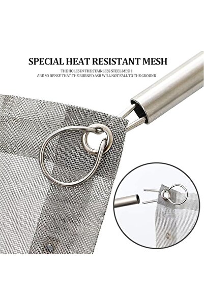 denix A foldable stainless steel mesh fire pit with a carrying bag, suitable for lighting fires in the garden, picnics, and barbecues.