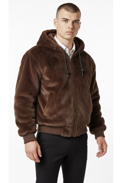 Plus Scorpion Огромно мъжко палто с двустранна кожа – с качулка, зимно и топло