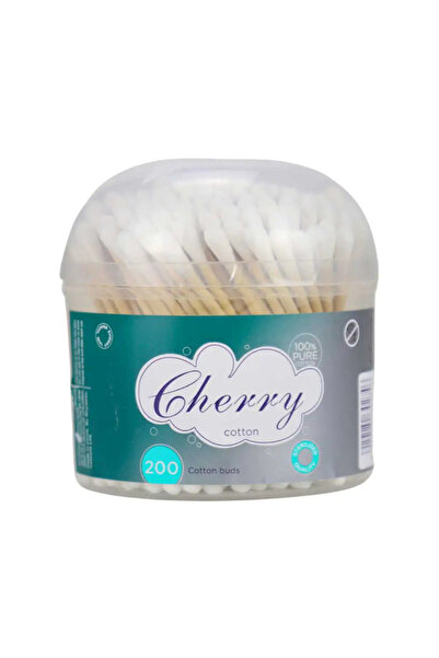 Cherry أعواد قطنية - أعواد قطنية نقية بساق خشبية - 200 قطعة