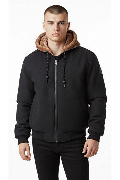 Plus Scorpion oversized Ανδρικό παλτό από γούνα διπλής όψης – με κουκούλα , Χειμερινό και ζεστό