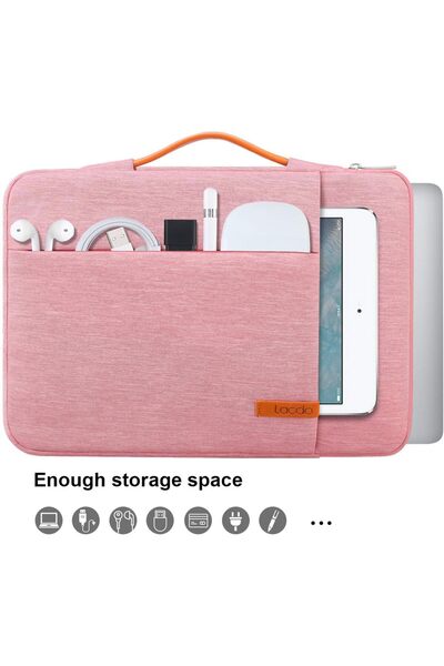 Lacdo 360° Protective Laptop Sleeve Case for 13-inch MacBook & iPad, Peach